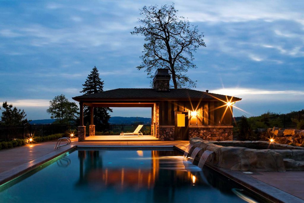 Pool at dusk.